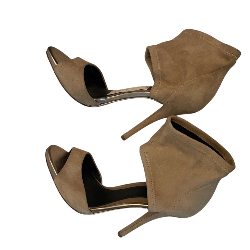 NWTs Brian Atwood Tan Open-Toe Stiletto Heels Sz: 5